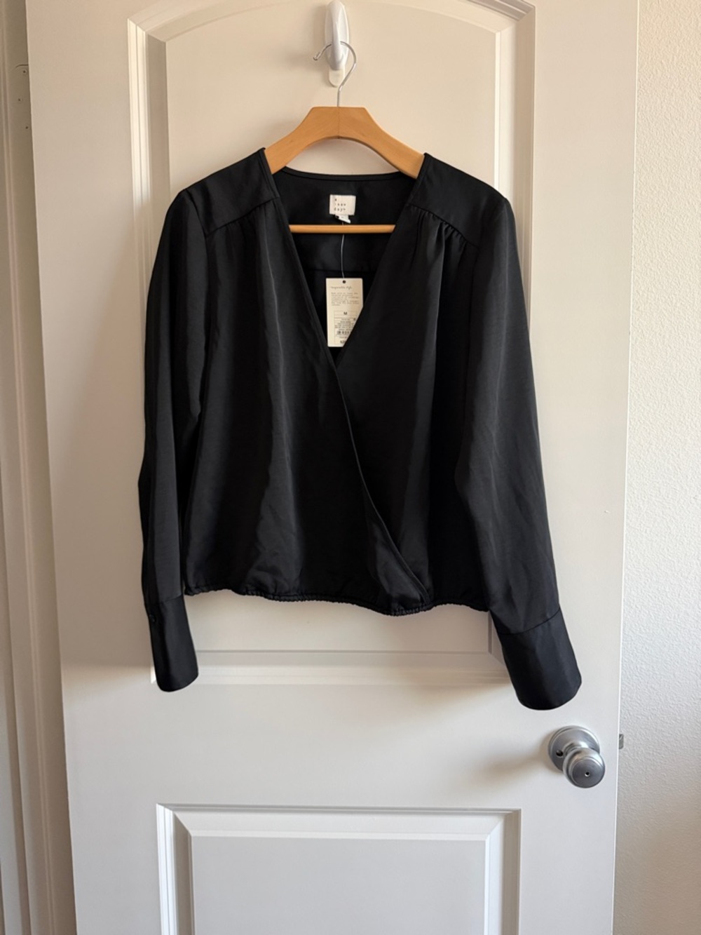 a new day Black Draped Wrap Blouse